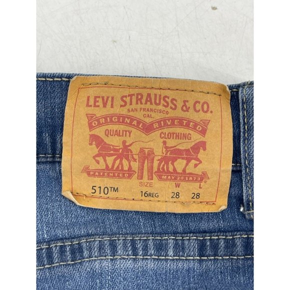 Levi's 510 Skinny Red Tab Jeans Size 16 Reg 28 X 28 Boys Girls Straight Mid-Rise - Picture 6 of 10